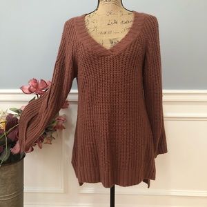 Love Riche Thick Slouchy Cut Out Sleeve Sweater